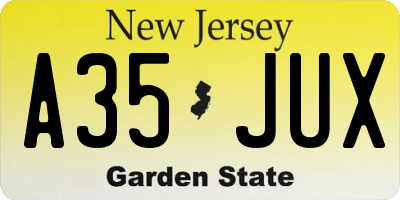 NJ license plate A35JUX