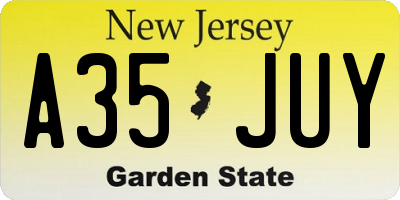 NJ license plate A35JUY