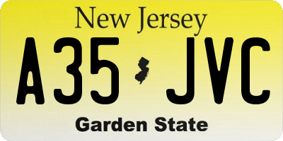 NJ license plate A35JVC