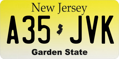 NJ license plate A35JVK