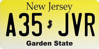NJ license plate A35JVR