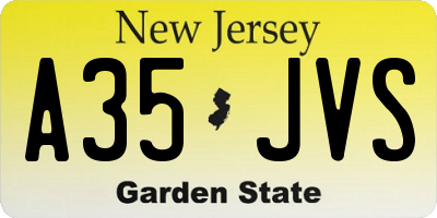 NJ license plate A35JVS
