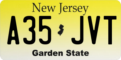 NJ license plate A35JVT