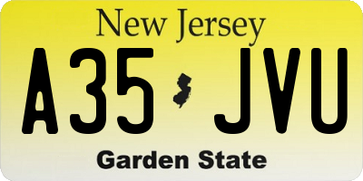 NJ license plate A35JVU