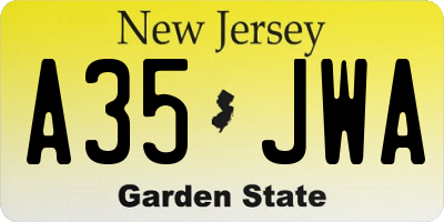 NJ license plate A35JWA