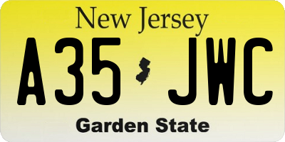 NJ license plate A35JWC