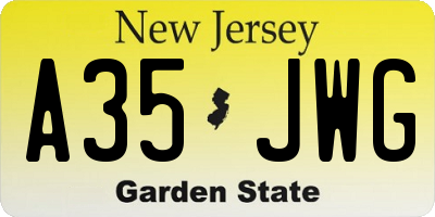 NJ license plate A35JWG