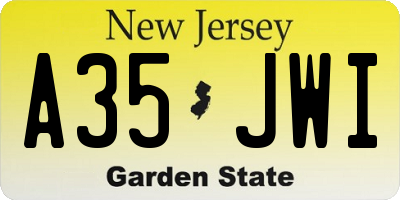 NJ license plate A35JWI