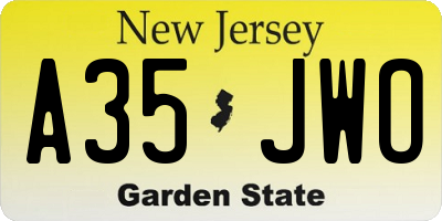 NJ license plate A35JWO