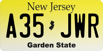 NJ license plate A35JWR