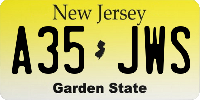 NJ license plate A35JWS