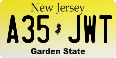 NJ license plate A35JWT