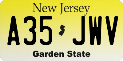 NJ license plate A35JWV