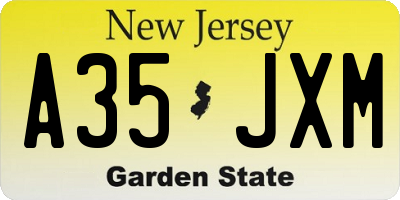 NJ license plate A35JXM