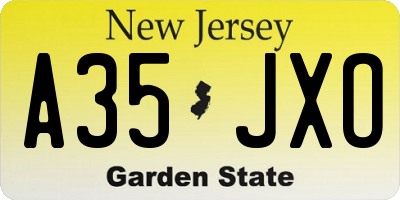 NJ license plate A35JXO