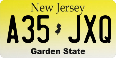 NJ license plate A35JXQ