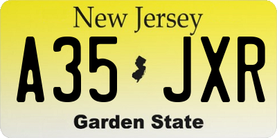 NJ license plate A35JXR