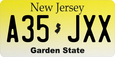 NJ license plate A35JXX