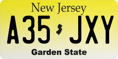 NJ license plate A35JXY
