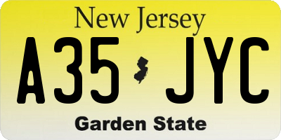 NJ license plate A35JYC