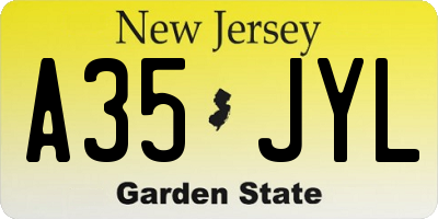 NJ license plate A35JYL