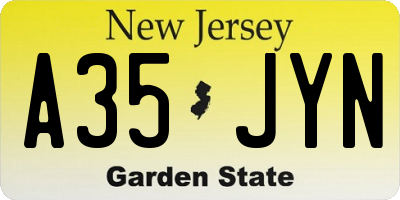 NJ license plate A35JYN