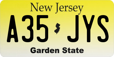 NJ license plate A35JYS