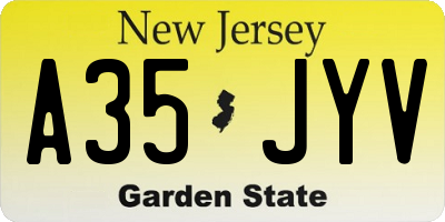 NJ license plate A35JYV
