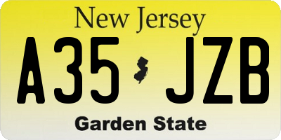 NJ license plate A35JZB