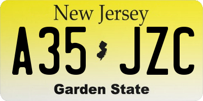 NJ license plate A35JZC