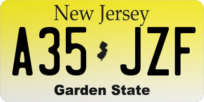 NJ license plate A35JZF