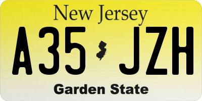 NJ license plate A35JZH