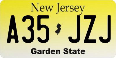 NJ license plate A35JZJ