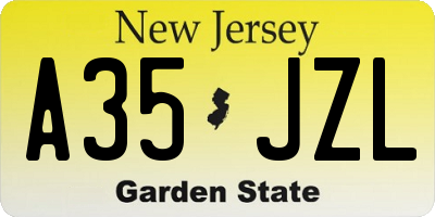 NJ license plate A35JZL