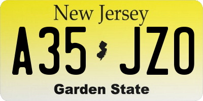 NJ license plate A35JZO