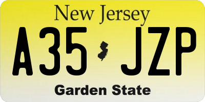NJ license plate A35JZP