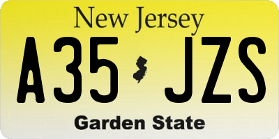 NJ license plate A35JZS