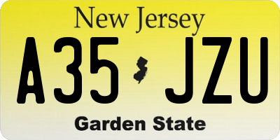 NJ license plate A35JZU