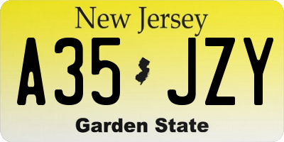 NJ license plate A35JZY