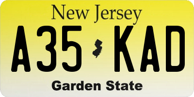 NJ license plate A35KAD