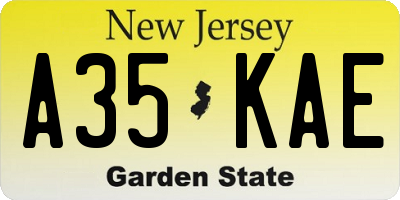 NJ license plate A35KAE