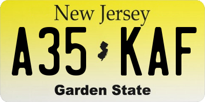 NJ license plate A35KAF