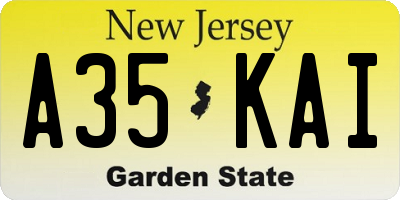 NJ license plate A35KAI
