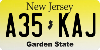 NJ license plate A35KAJ