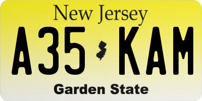 NJ license plate A35KAM