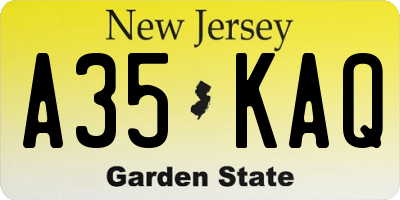 NJ license plate A35KAQ