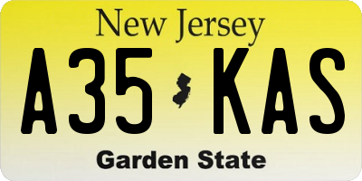 NJ license plate A35KAS