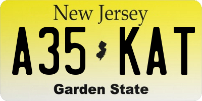 NJ license plate A35KAT