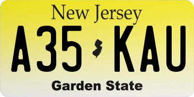 NJ license plate A35KAU