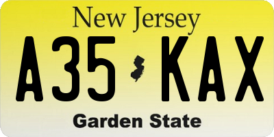 NJ license plate A35KAX